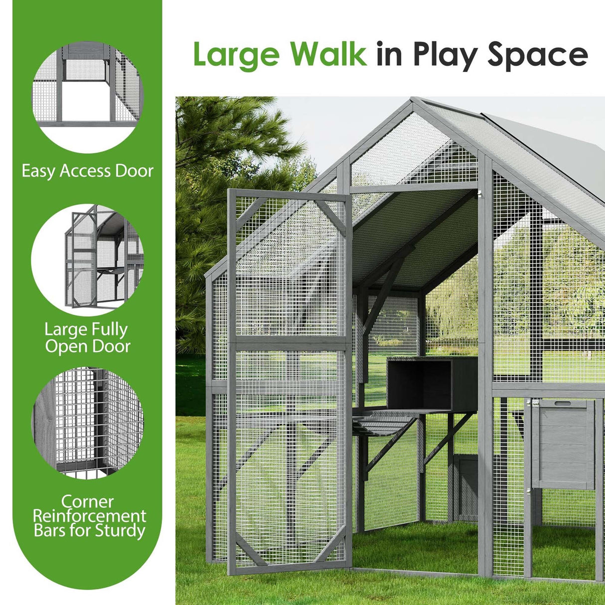 Outdoor Catio Cat House 74" H Large Cat Enclosures ,UV proof Cover