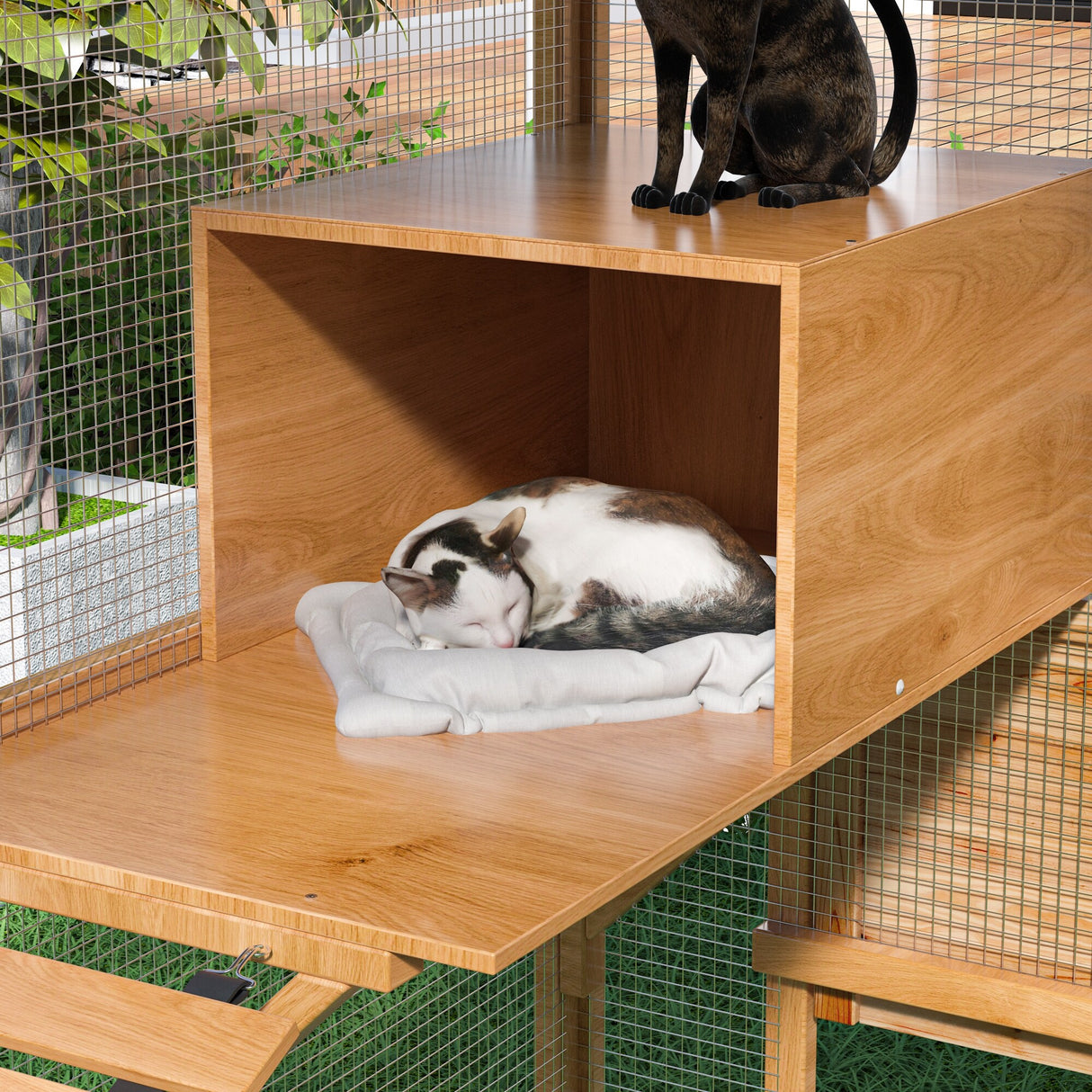 Outdoor Catio Cat House 74" H Large Cat Enclosures ,UV proof Cover