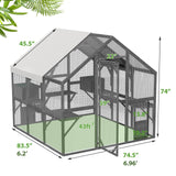 Outdoor Catio Cat House 74" H Large Cat Enclosures ,UV proof Cover
