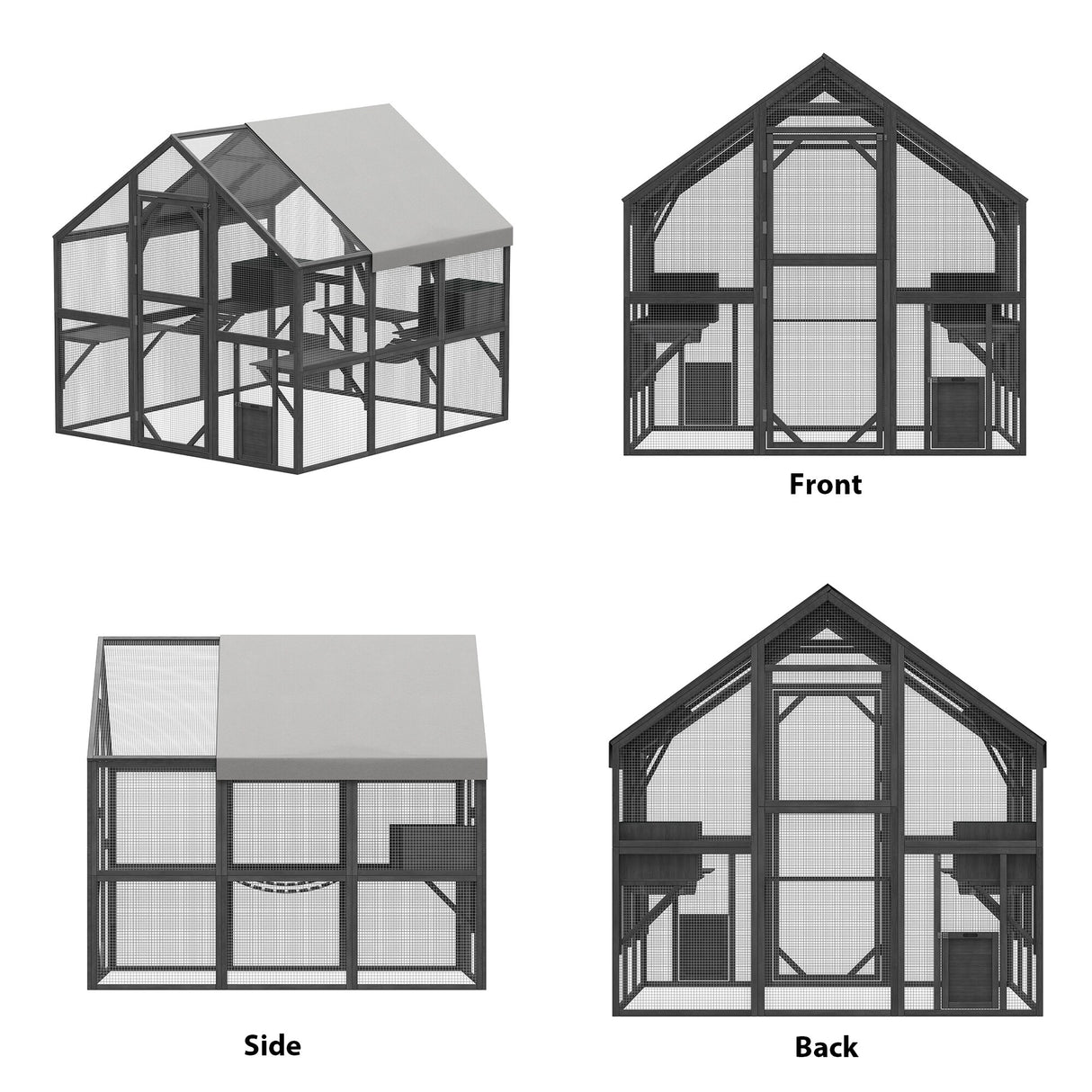 Outdoor Catio Cat House 74" H Large Cat Enclosures ,UV proof Cover