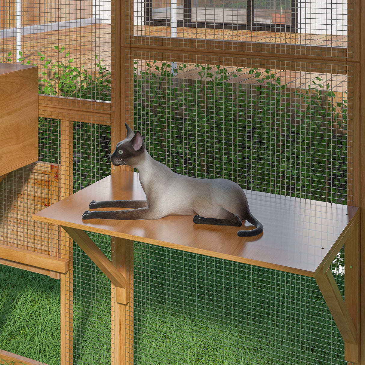 Outdoor Catio Cat House 74" H Large Cat Enclosures ,UV proof Cover