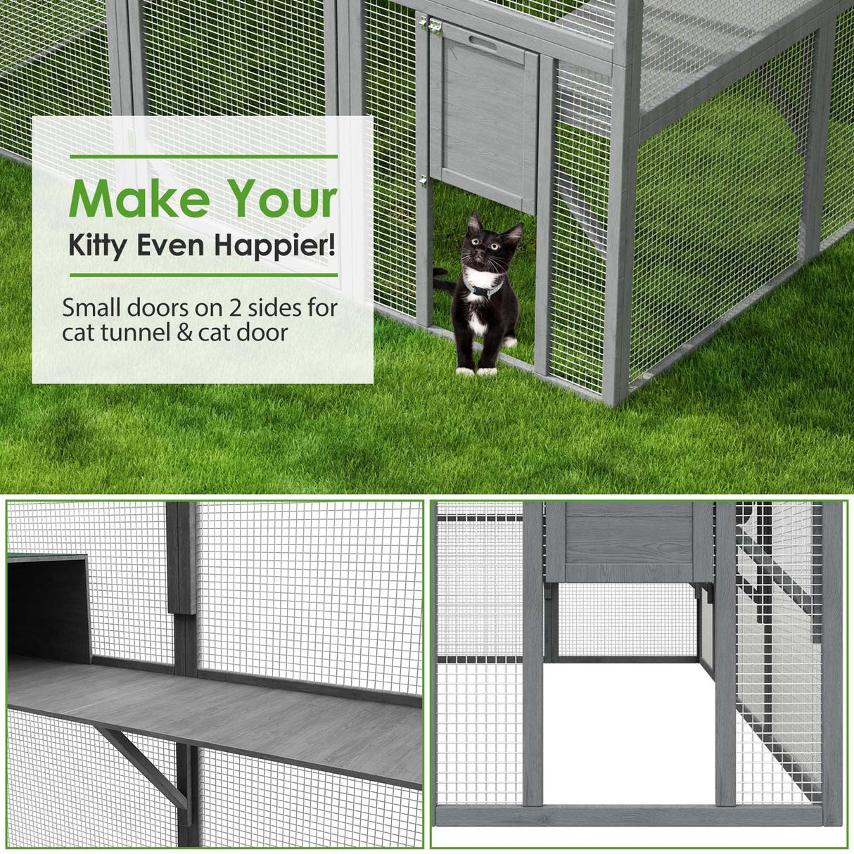 Outdoor Catio Cat House 74" H Large Cat Enclosures ,UV proof Cover