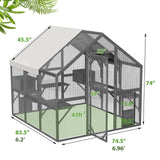 Outdoor Catio Cat House 74" H Large Cat Enclosures ,UV proof Cover