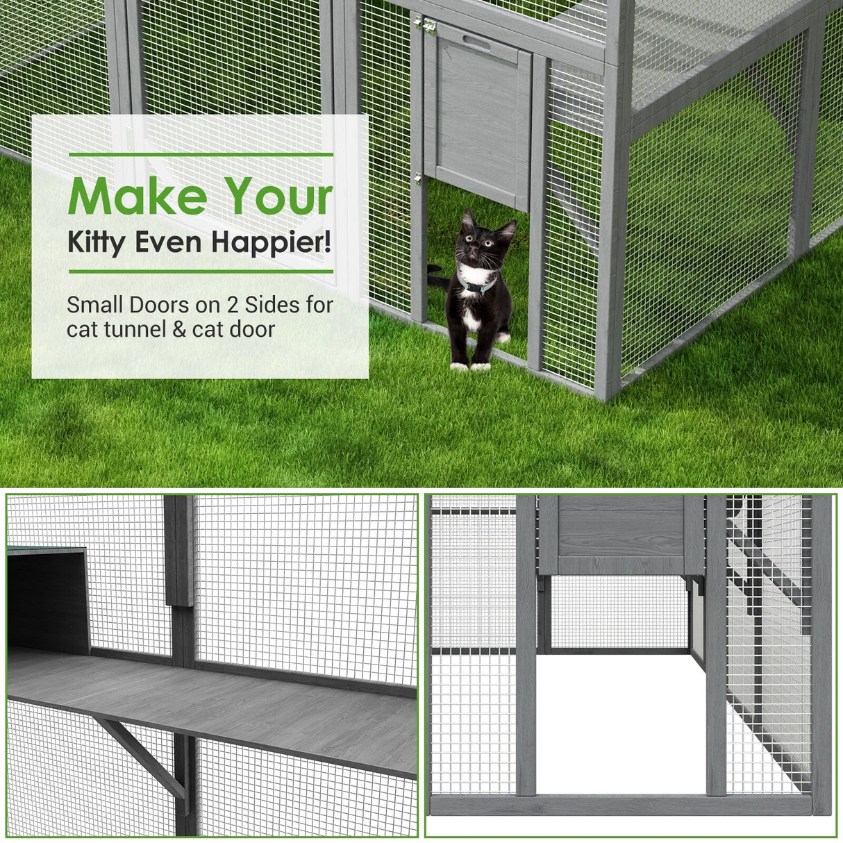 Outdoor Catio Cat House 74" H Large Cat Enclosures ,UV proof Cover