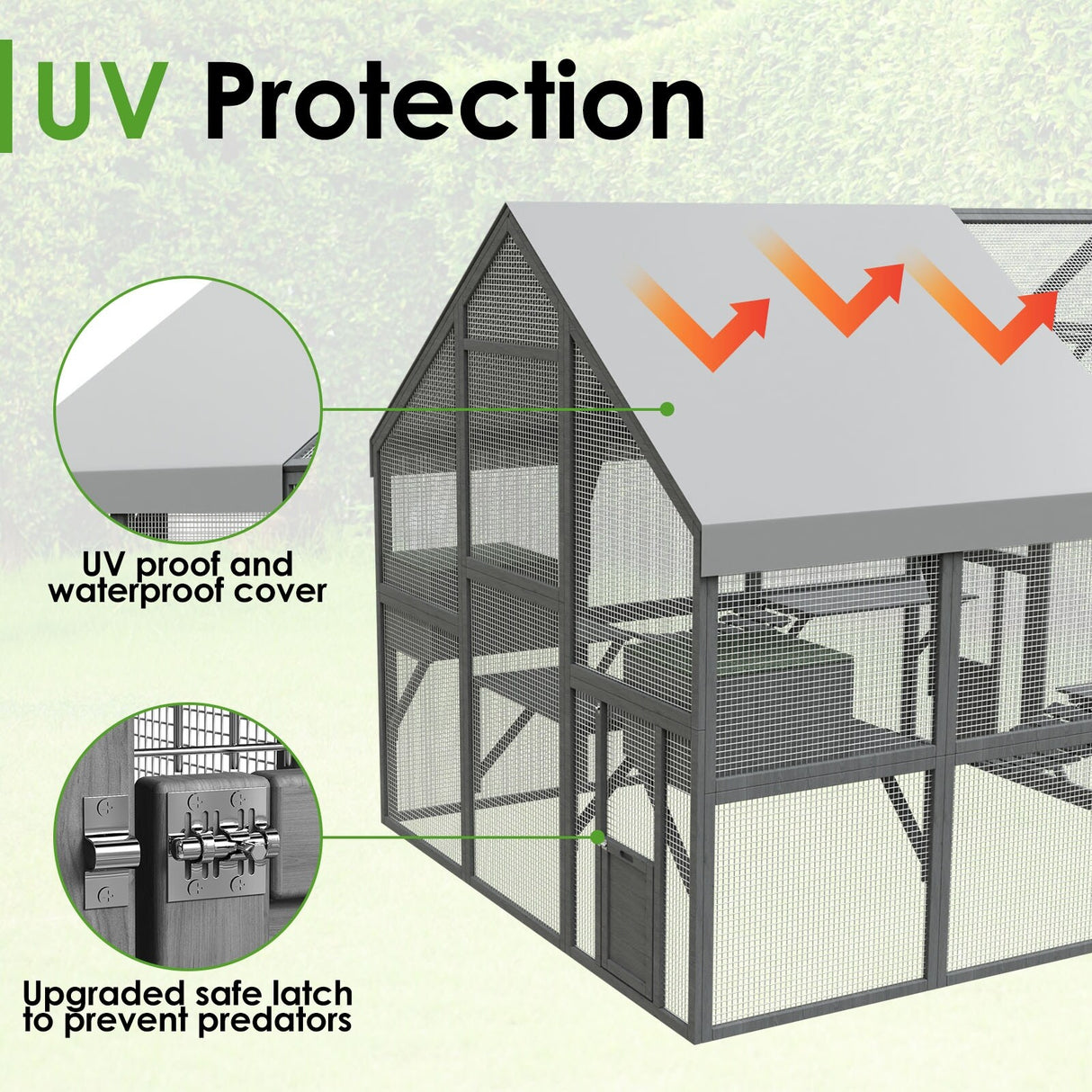 Outdoor Catio Cat House 74" H Large Cat Enclosures ,UV proof Cover