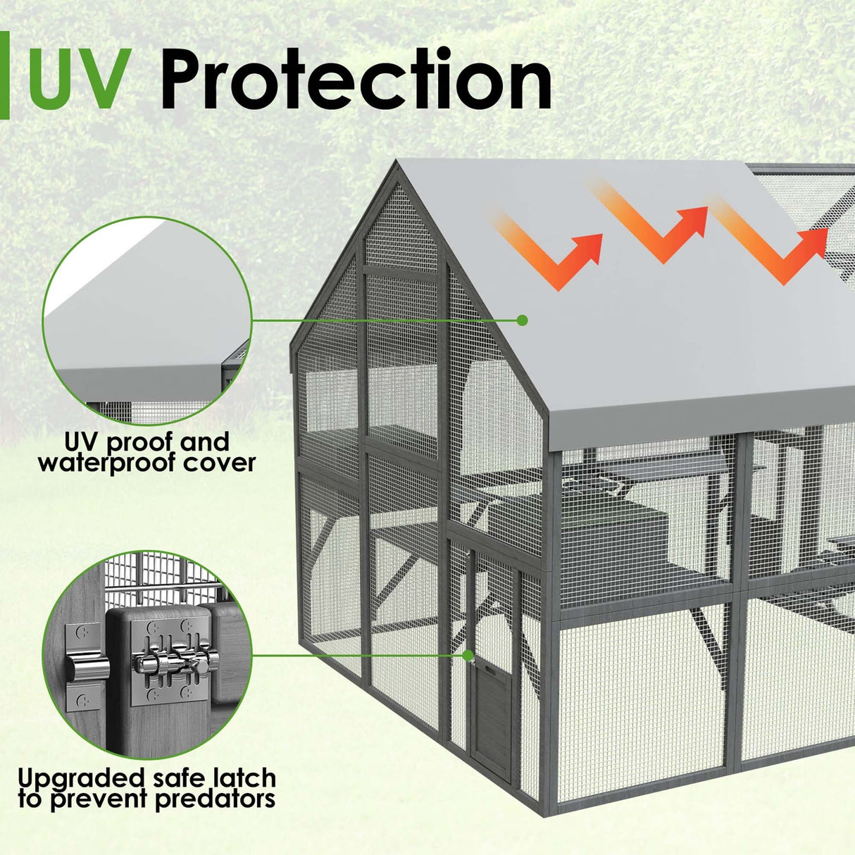 Outdoor Catio Cat House 74" H Large Cat Enclosures ,UV proof Cover