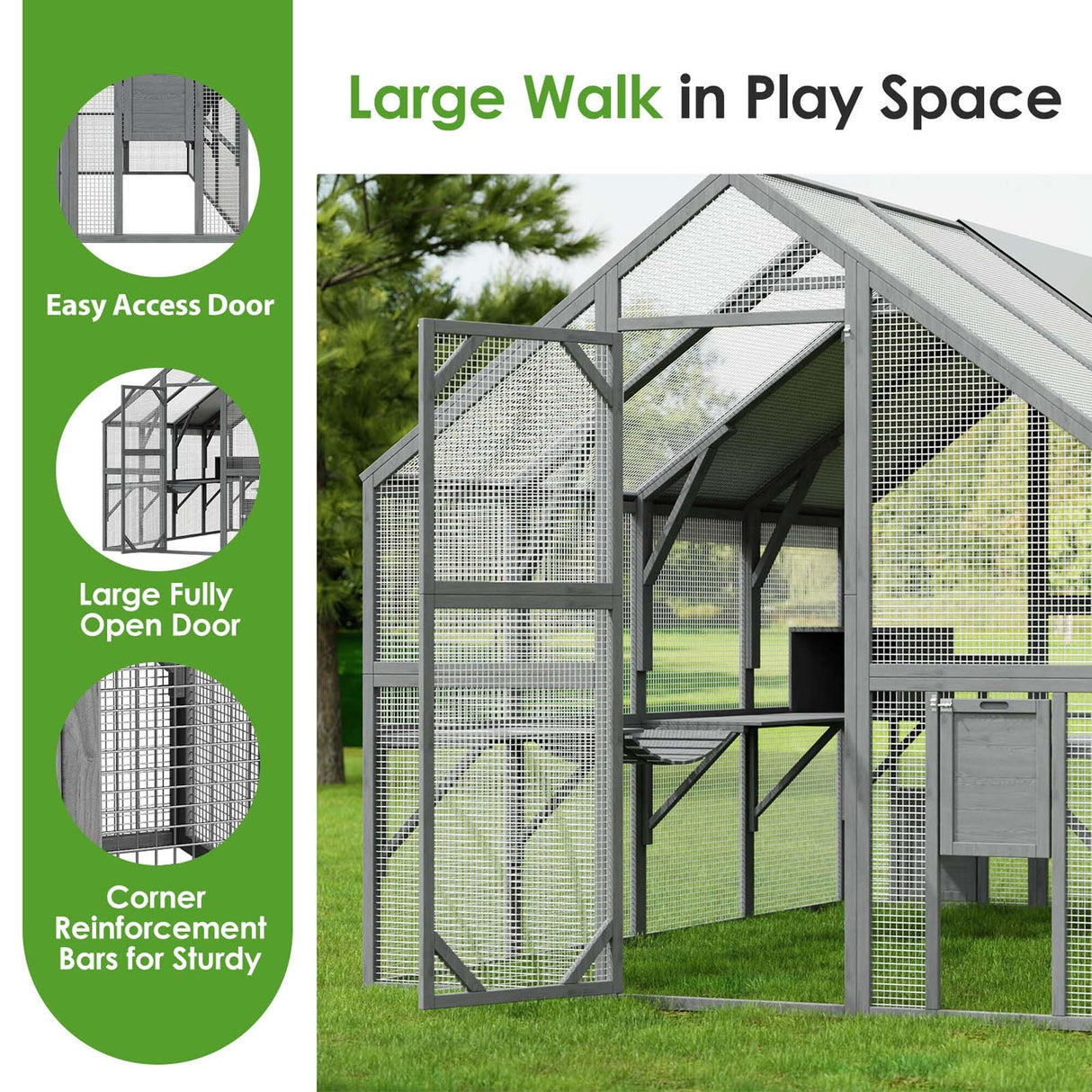 Outdoor Catio Cat House 74" H Large Cat Enclosures ,UV proof Cover