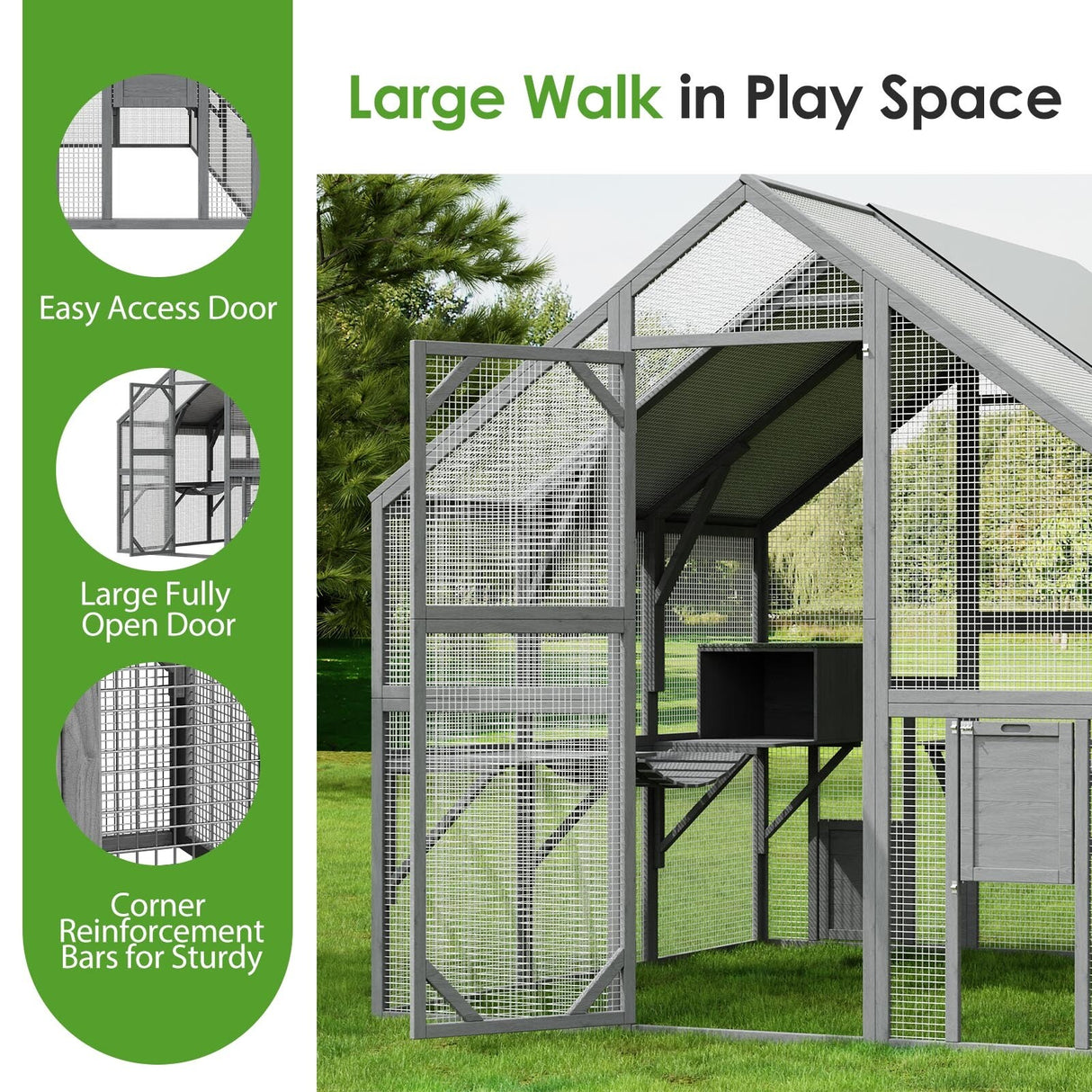 Outdoor Catio Cat House 74" H Large Cat Enclosures ,UV proof Cover