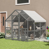 Outdoor Catio Cat House 74" H Large Cat Enclosures ,UV proof Cover