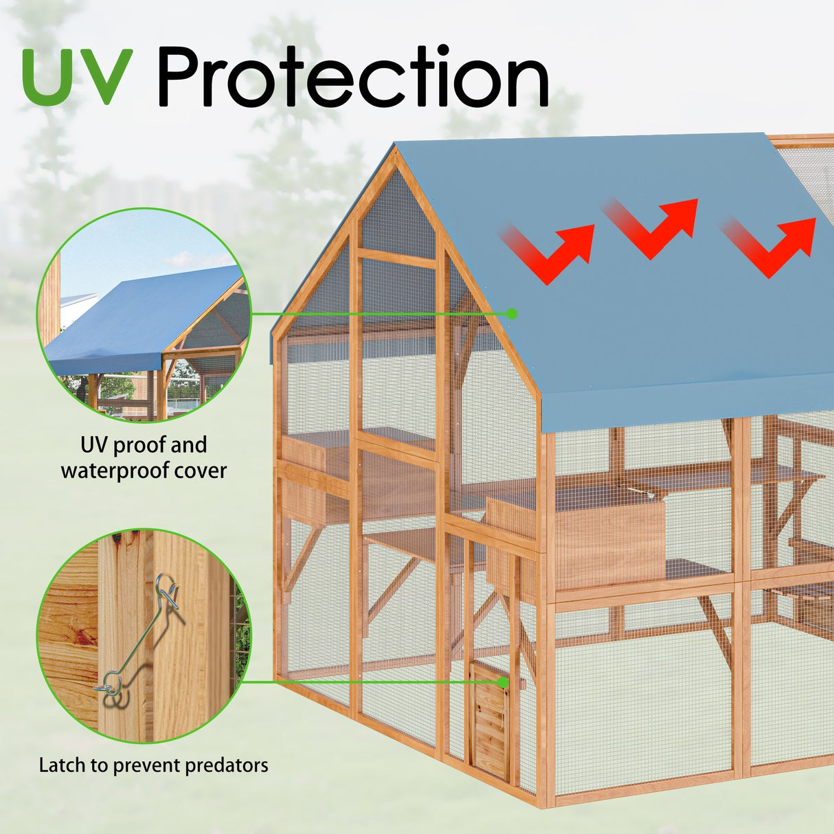 Outdoor Catio Cat House 74" H Large Cat Enclosures ,UV proof Cover