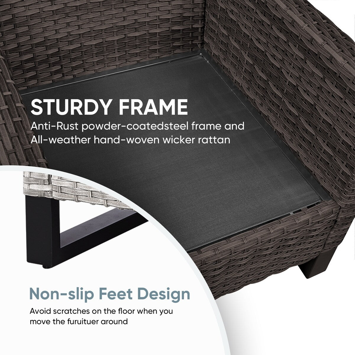 Outdoor Chair Patio Furniture Chairs - 3 Piece - Brown