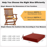 Outdoor Chair,Outdoor Seat Cushions 22x22 Waterproof,Patio Chair Cushion Color Fastness with Ties Patio Furniture Garden