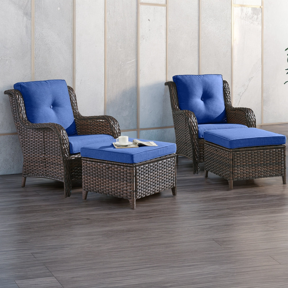 Gymojoy Outdoor Chairs with Ottoman Set of 4
