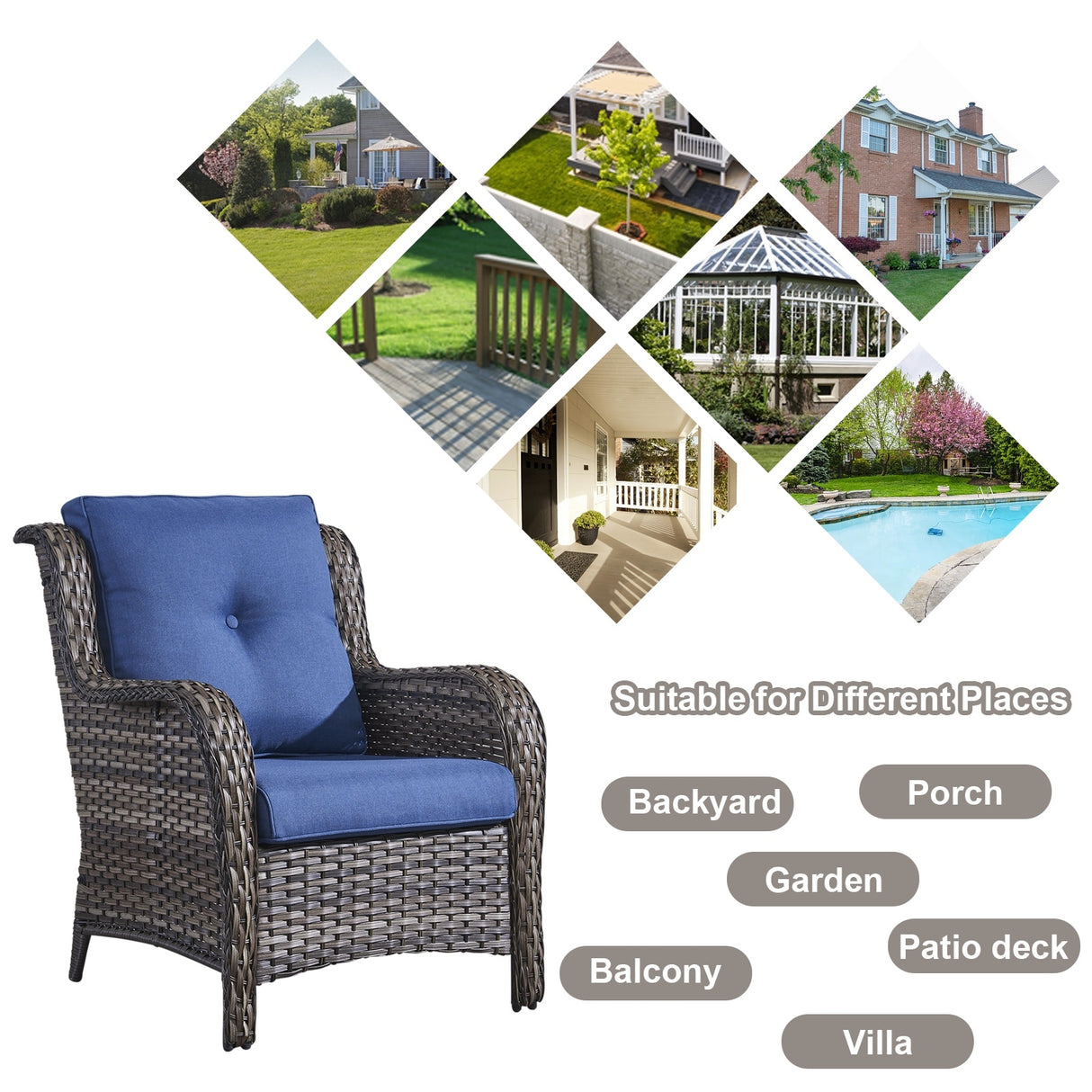 Gymojoy Outdoor Chairs with Ottoman Set of 4