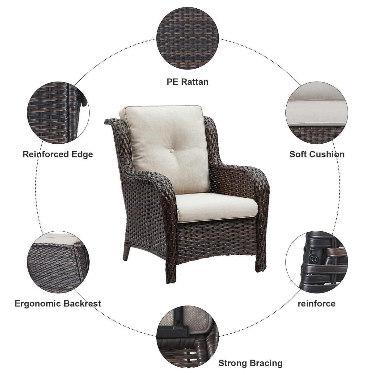 Gymojoy Outdoor Chairs with Ottoman Set of 4