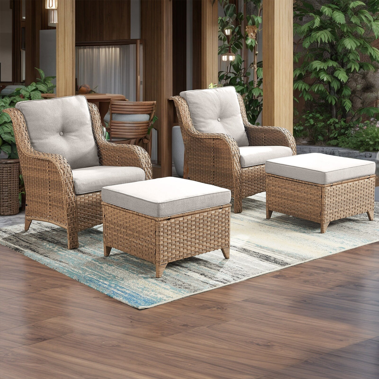 Gymojoy Outdoor Chairs with Ottoman Set of 4