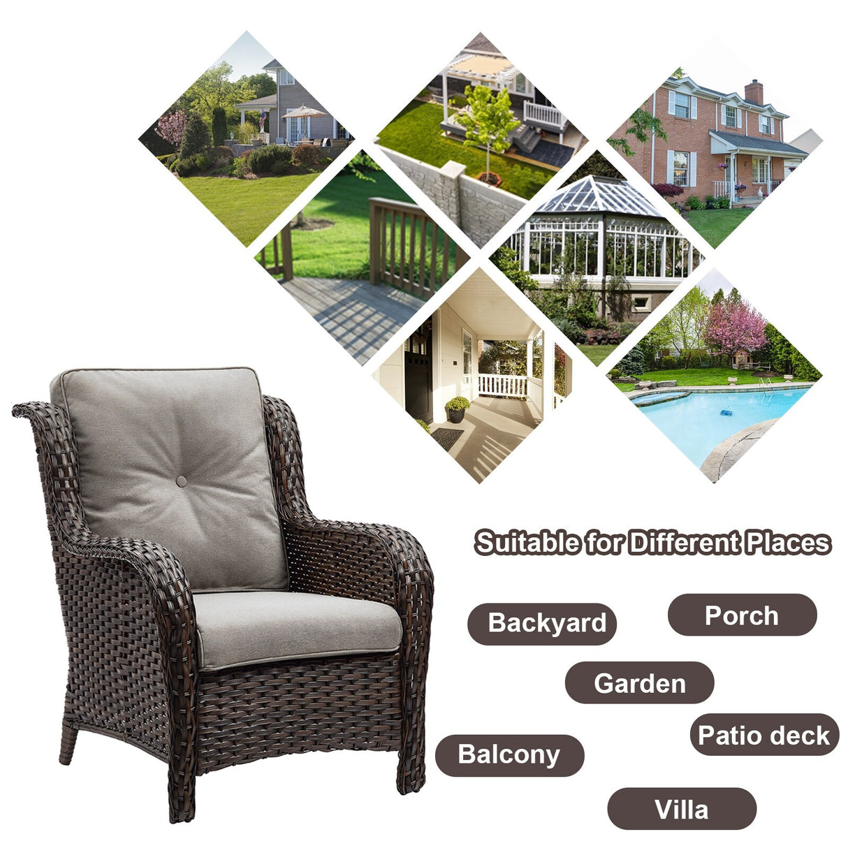 Gymojoy Outdoor Chairs with Ottoman Set of 4
