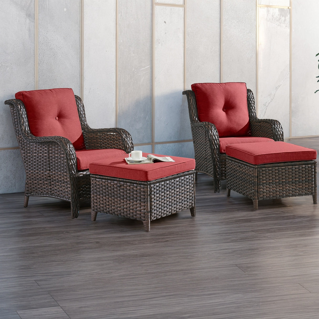 Gymojoy Outdoor Chairs with Ottoman Set of 4