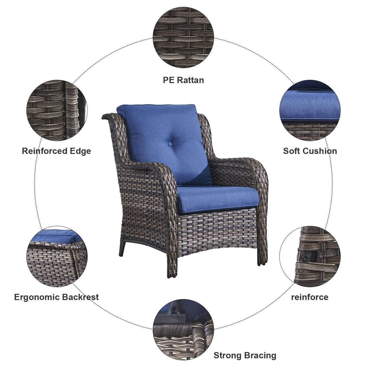 Gymojoy Outdoor Chairs with Ottoman Set of 4