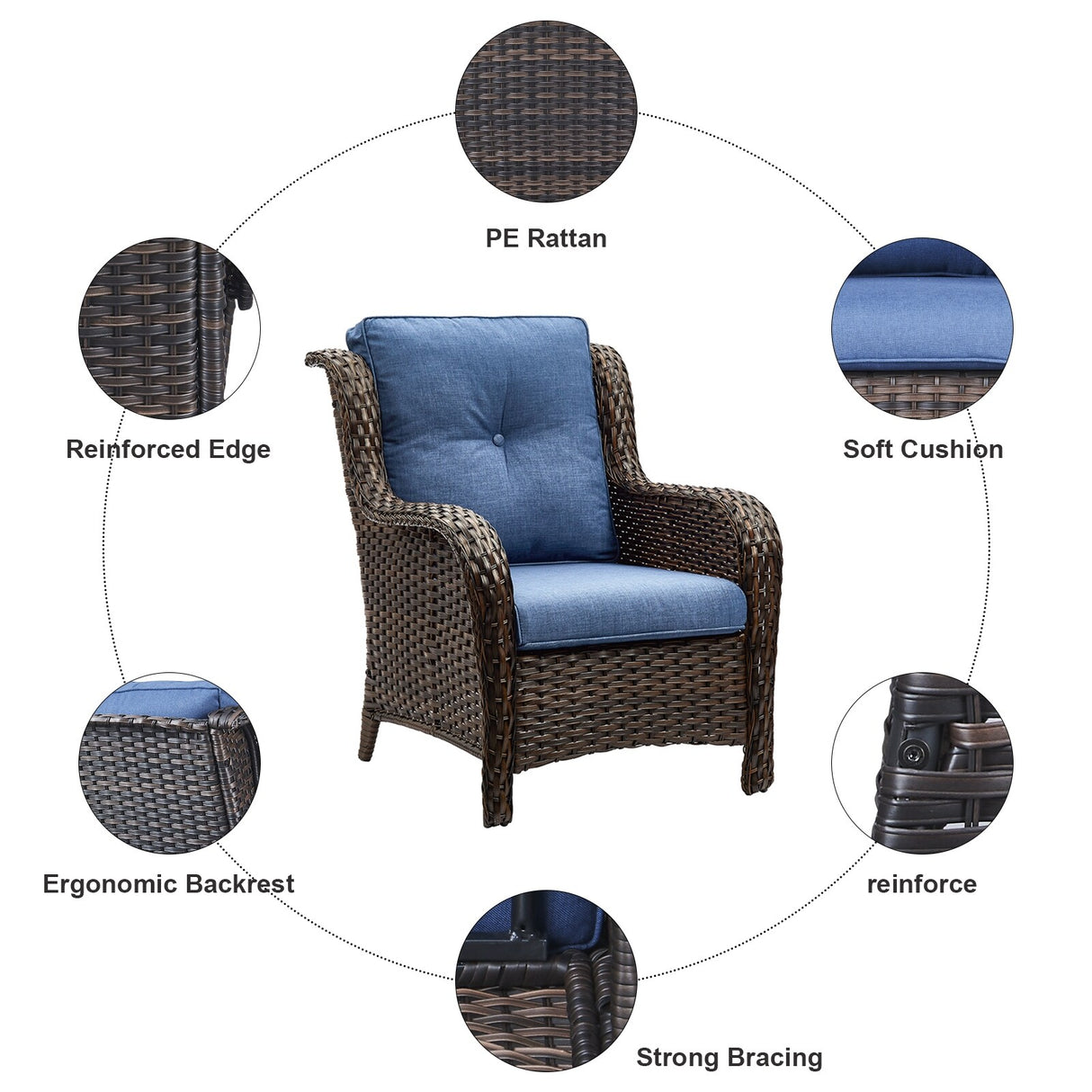 Gymojoy Outdoor Chairs with Ottoman Set of 4