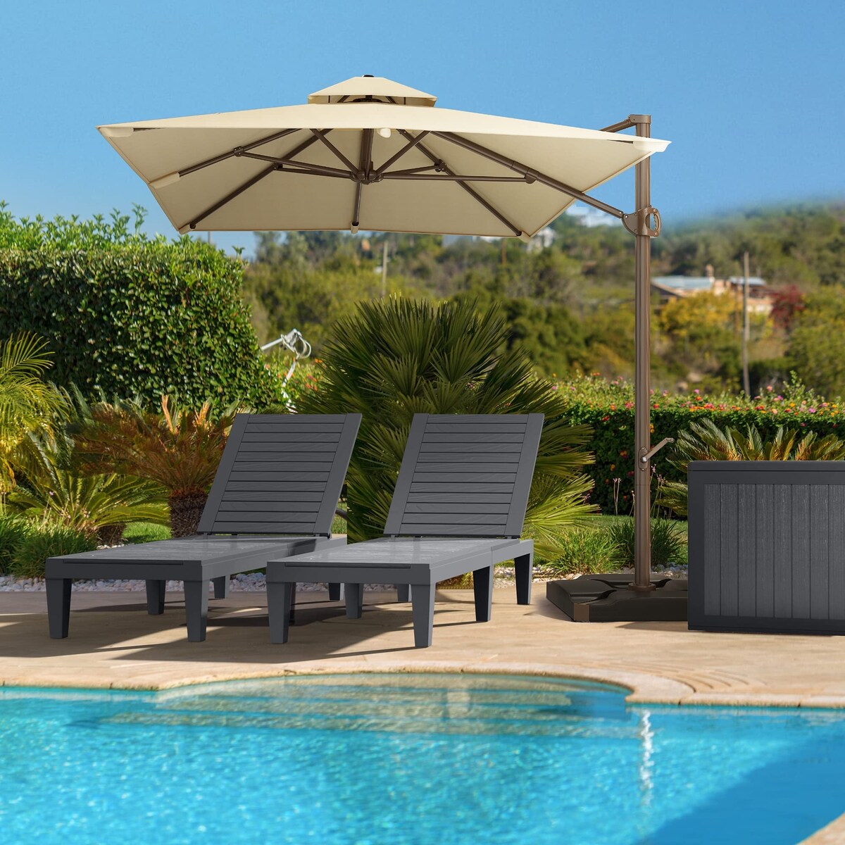Outdoor Chaise Lounge Chairs Set of 4 with Adjustable Backrest, Sturdy Loungers for Patio & Poolside, 265lbs Weight Capacity