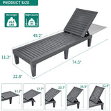 Outdoor Chaise Lounge Chairs Set of 4 with Adjustable Backrest, Sturdy Loungers for Patio & Poolside, 265lbs Weight Capacity
