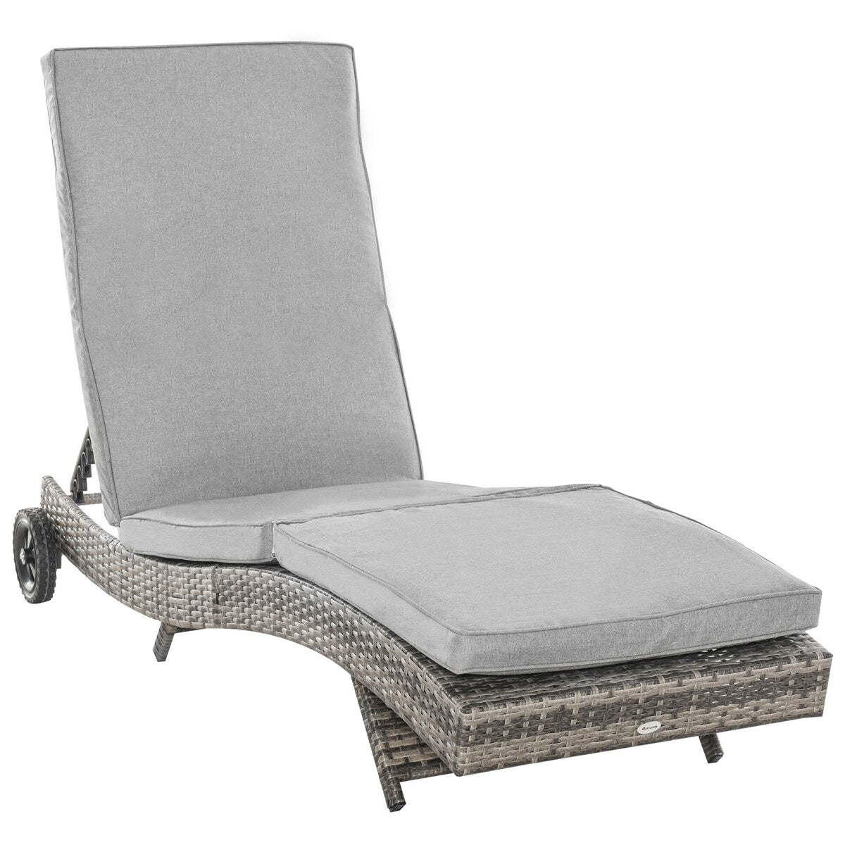 Outdoor Chaise Lounge,5-Level Adjustable Backrest & Wheels,Easy Movement,Mixed Gray