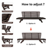 Outdoor Convertible Sofa Wooden Daybed Sofa Patio Furniture Chaise Lounge with Cushions for Courtyard/ Patio/ Balcony