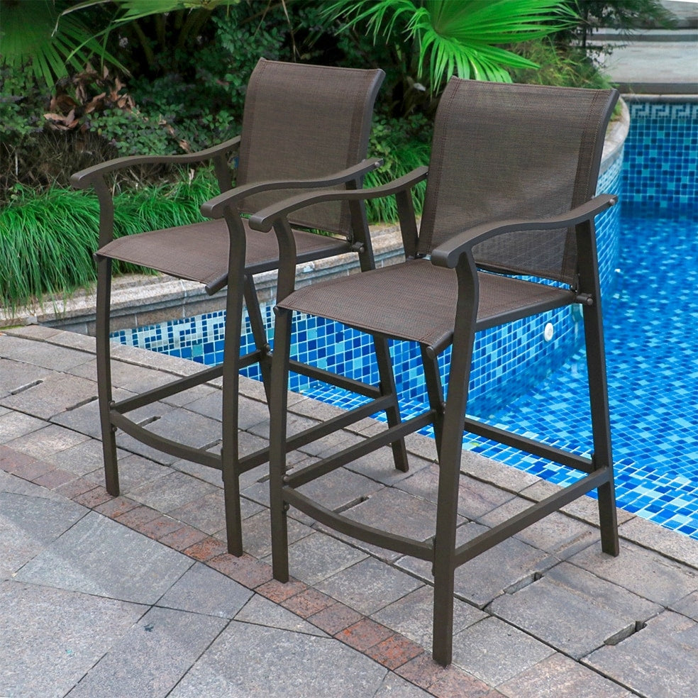 Outdoor Counter Height Bar Stools Classic Patio Bar Chairs (Set of 4) - 21.85"W x 25"D x 39.76"H