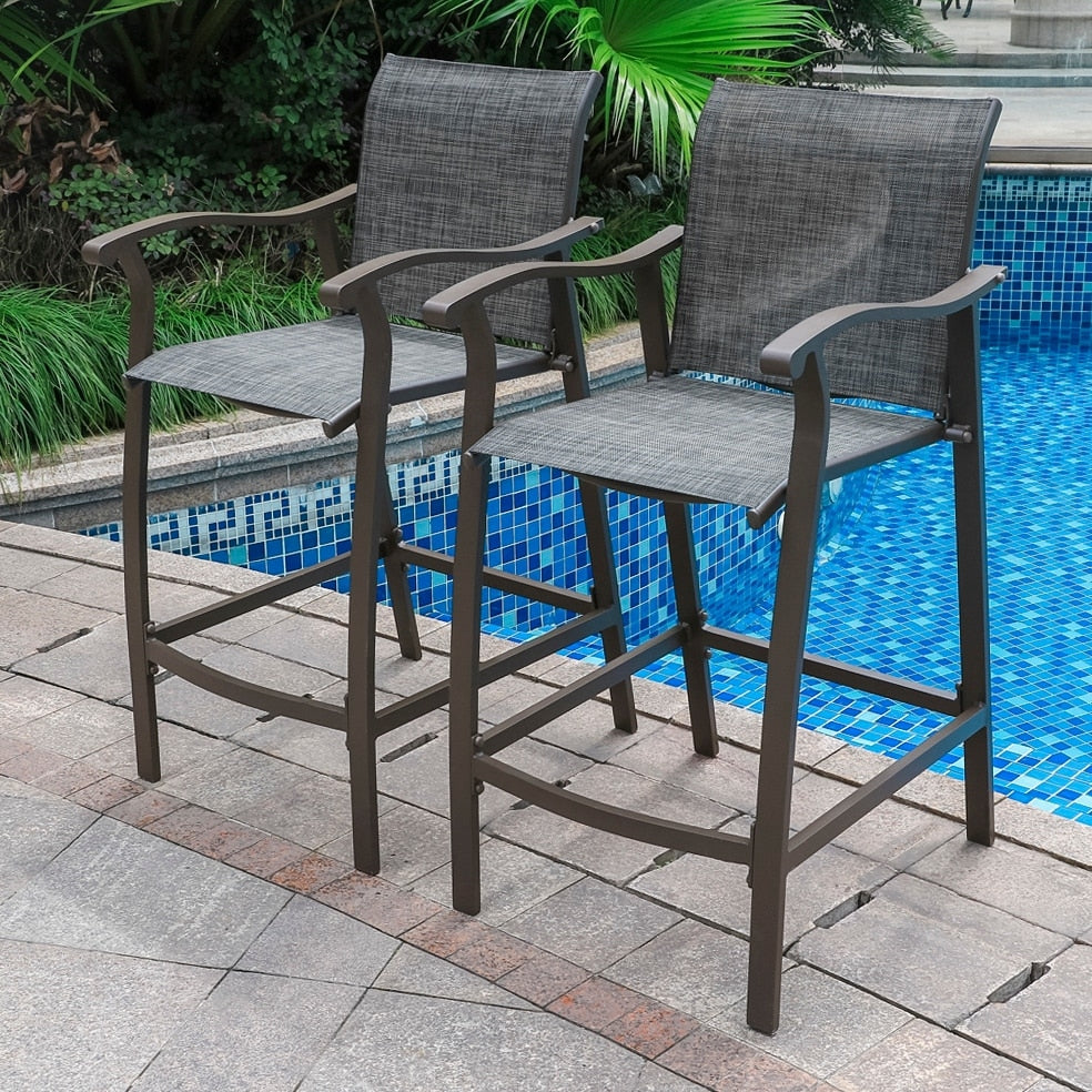 Outdoor Counter Height Bar Stools Classic Patio Bar Chairs (Set of 4) - 21.85"W x 25"D x 39.76"H