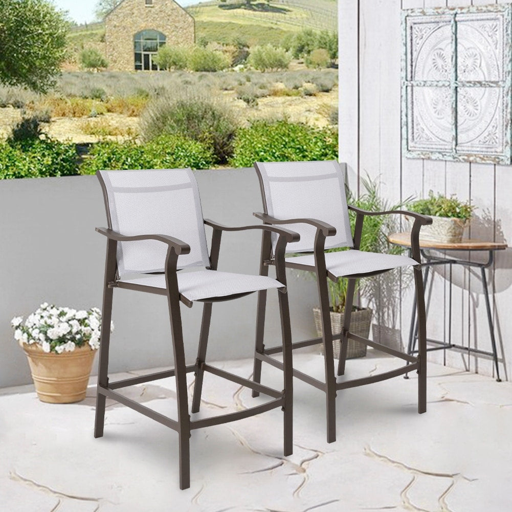 Outdoor Counter Height Bar Stools Classic Patio Bar Chairs (Set of 4) - 21.85"W x 25"D x 39.76"H