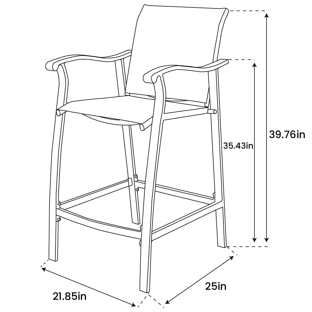 Outdoor Counter Height Bar Stools Classic Patio Bar Chairs (Set of 4) - 21.85"W x 25"D x 39.76"H