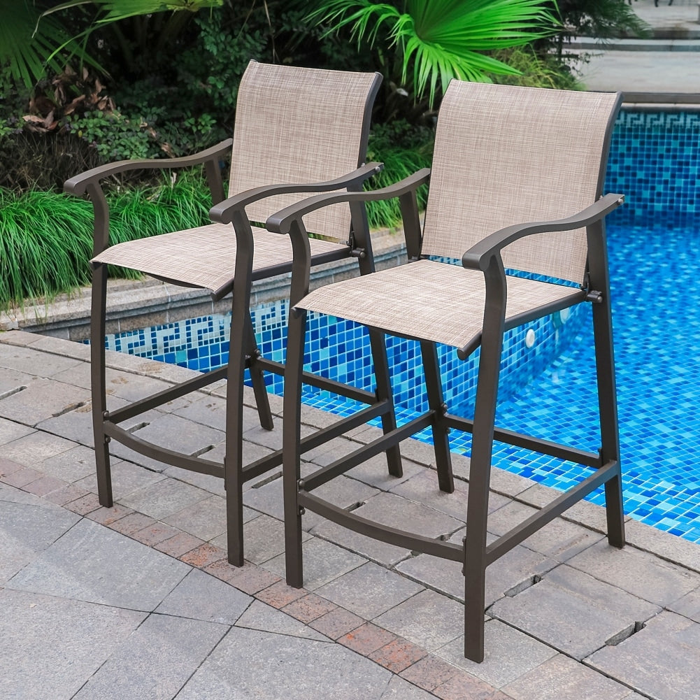 Outdoor Counter Height Bar Stools Classic Patio Bar Chairs (Set of 4) - 21.85"W x 25"D x 39.76"H
