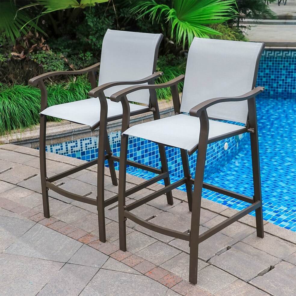 Outdoor Counter Height Bar Stools Classic Patio Bar Chairs (Set of 4) - 21.85"W x 25"D x 39.76"H