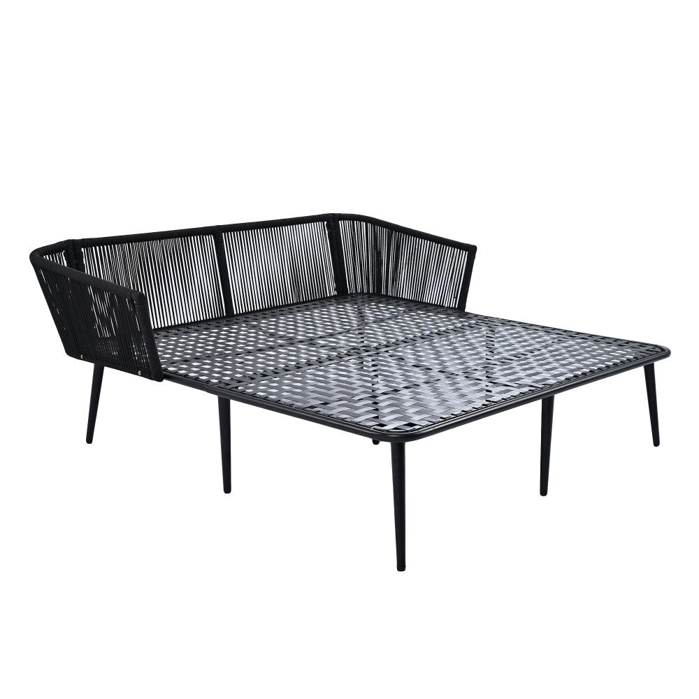 Outdoor Daybed Woven Nylon Rope Backrest with Washable Cushions