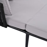 Outdoor Daybed Woven Nylon Rope Backrest with Washable Cushions
