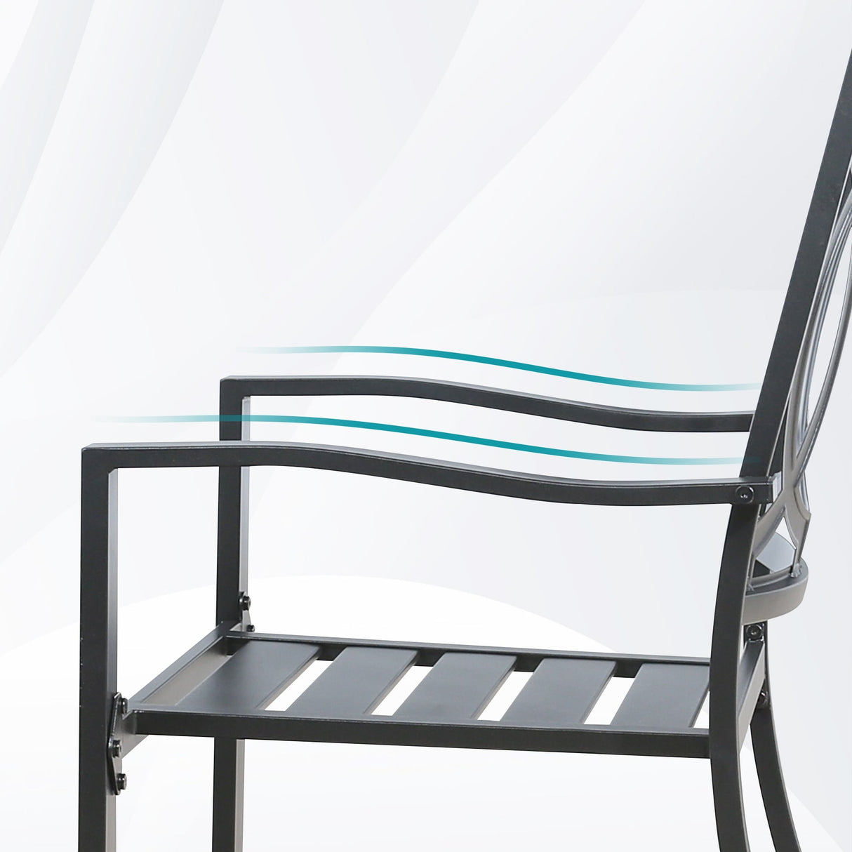 Outdoor Dining Chairs with Arms Steel Slat Seat Stacking Garden Chair