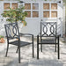 Outdoor Dining Chairs with Arms Steel Slat Seat Stacking Garden Chair