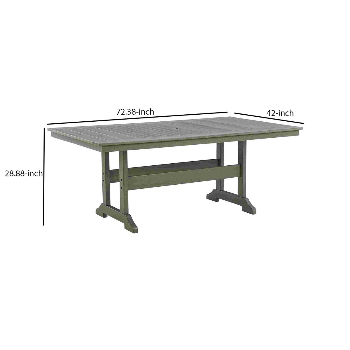 Outdoor Dining Table with Slatted Top and Umbrella Hole, Gray