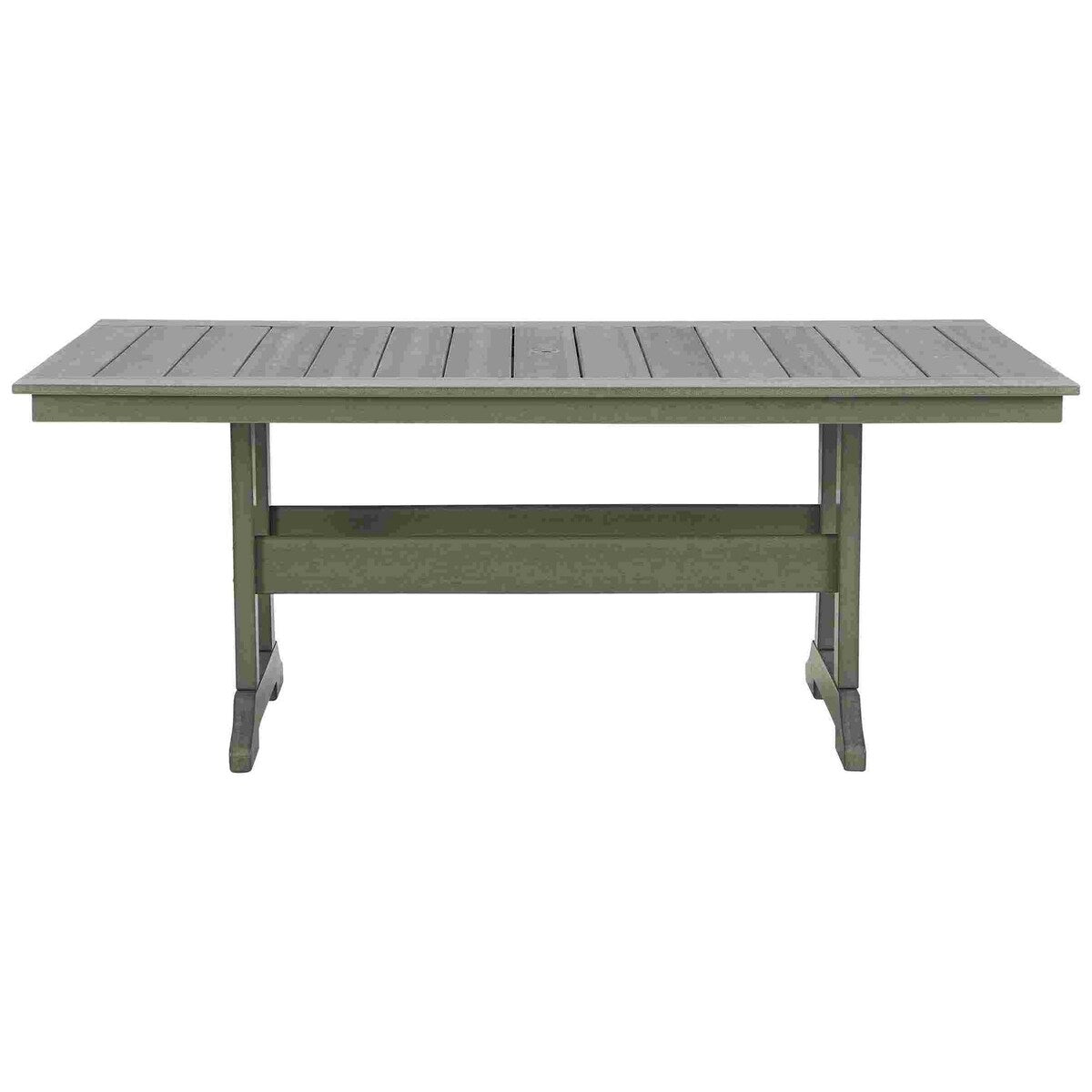 Outdoor Dining Table with Slatted Top and Umbrella Hole, Gray