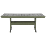 Outdoor Dining Table with Slatted Top and Umbrella Hole, Gray