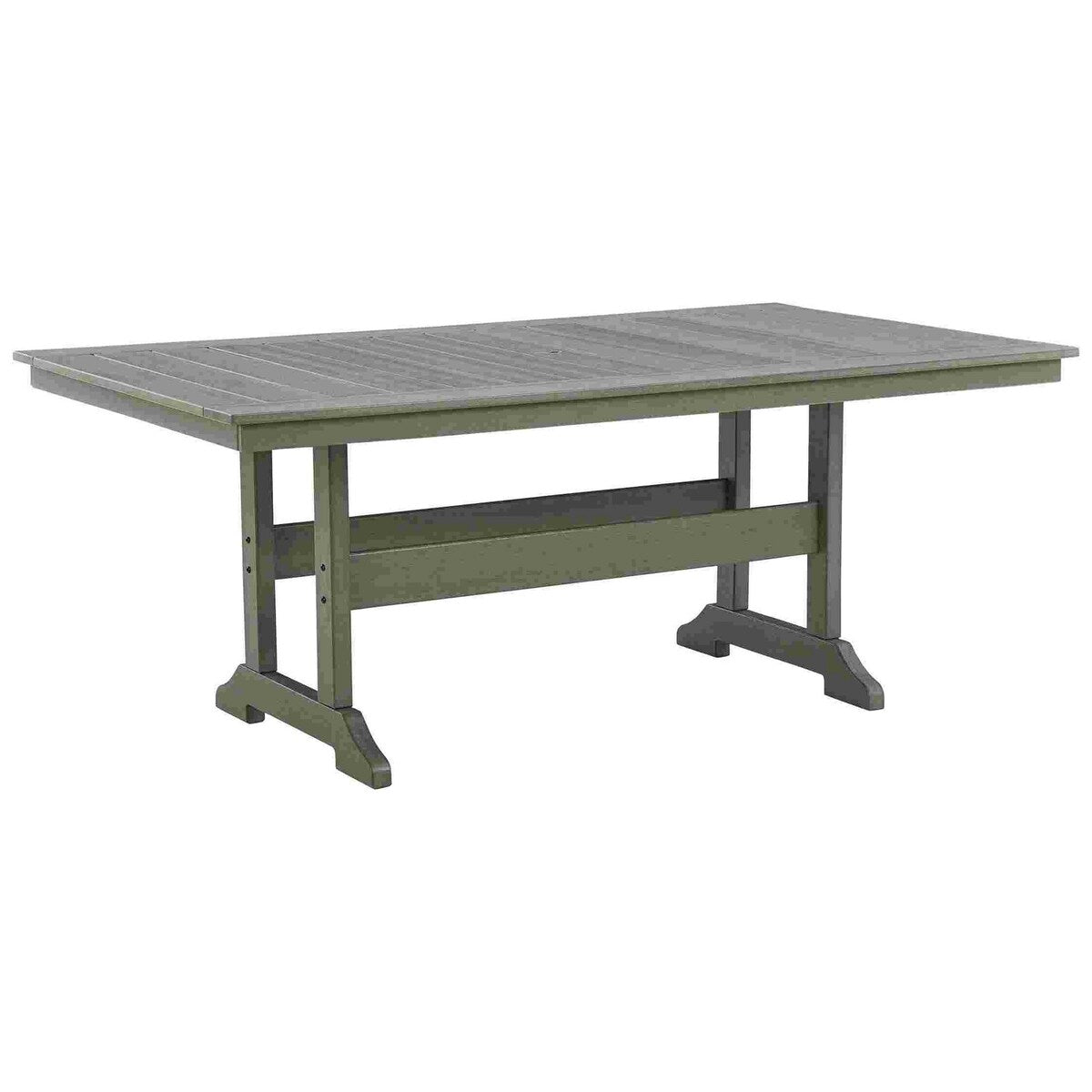 Outdoor Dining Table with Slatted Top and Umbrella Hole, Gray