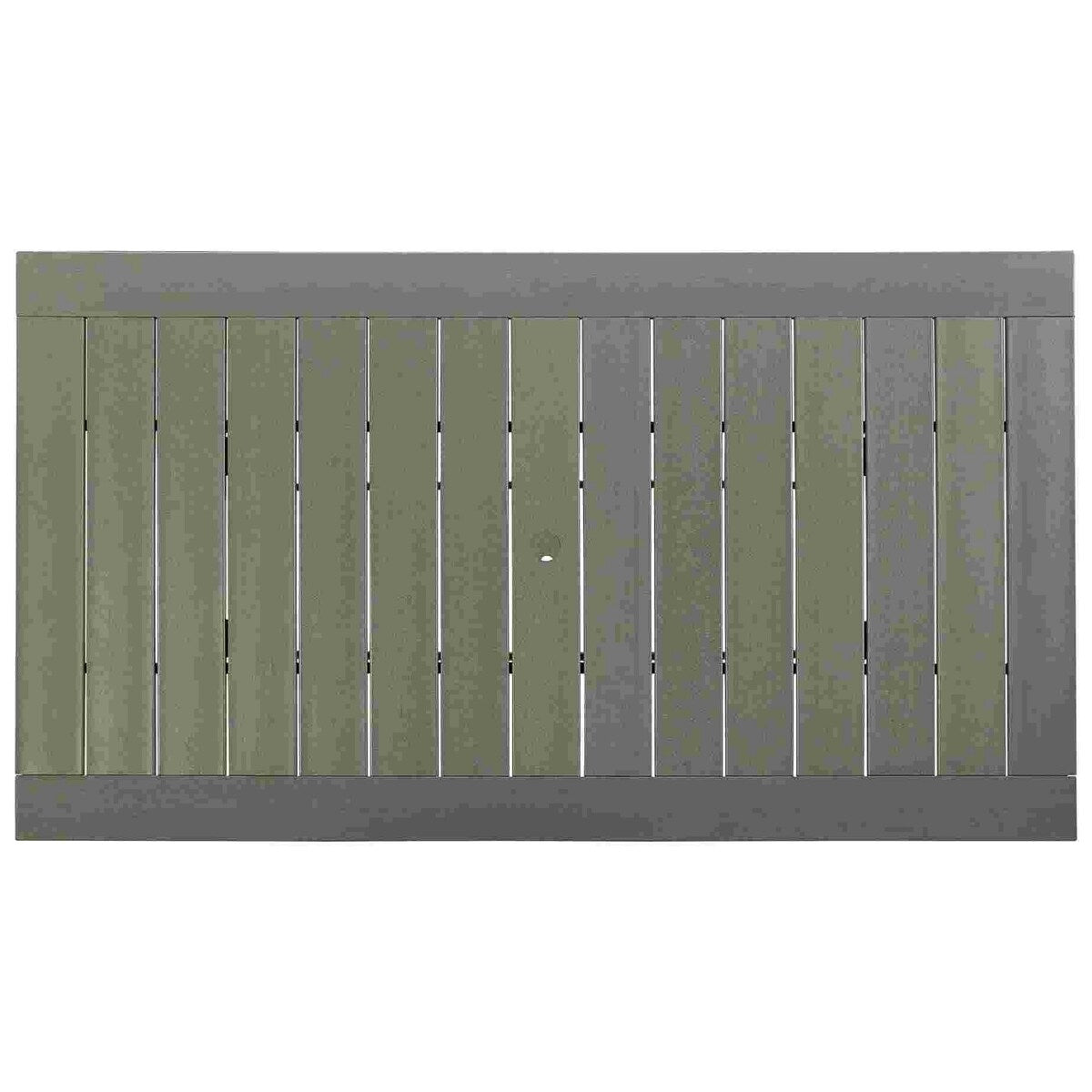 Outdoor Dining Table with Slatted Top and Umbrella Hole, Gray