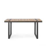 Outdoor Dining Table with Wood-like Tabletop,Lightweight and Stable Aluminum Sled Frame