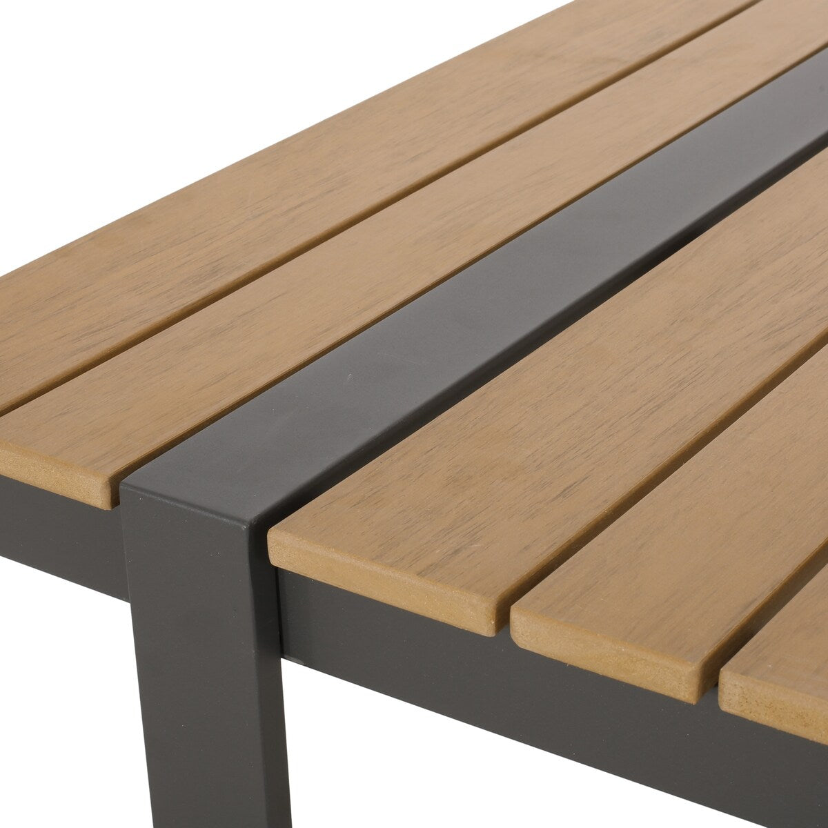 Outdoor Dining Table with Wood-like Tabletop,Lightweight and Stable Aluminum Sled Frame