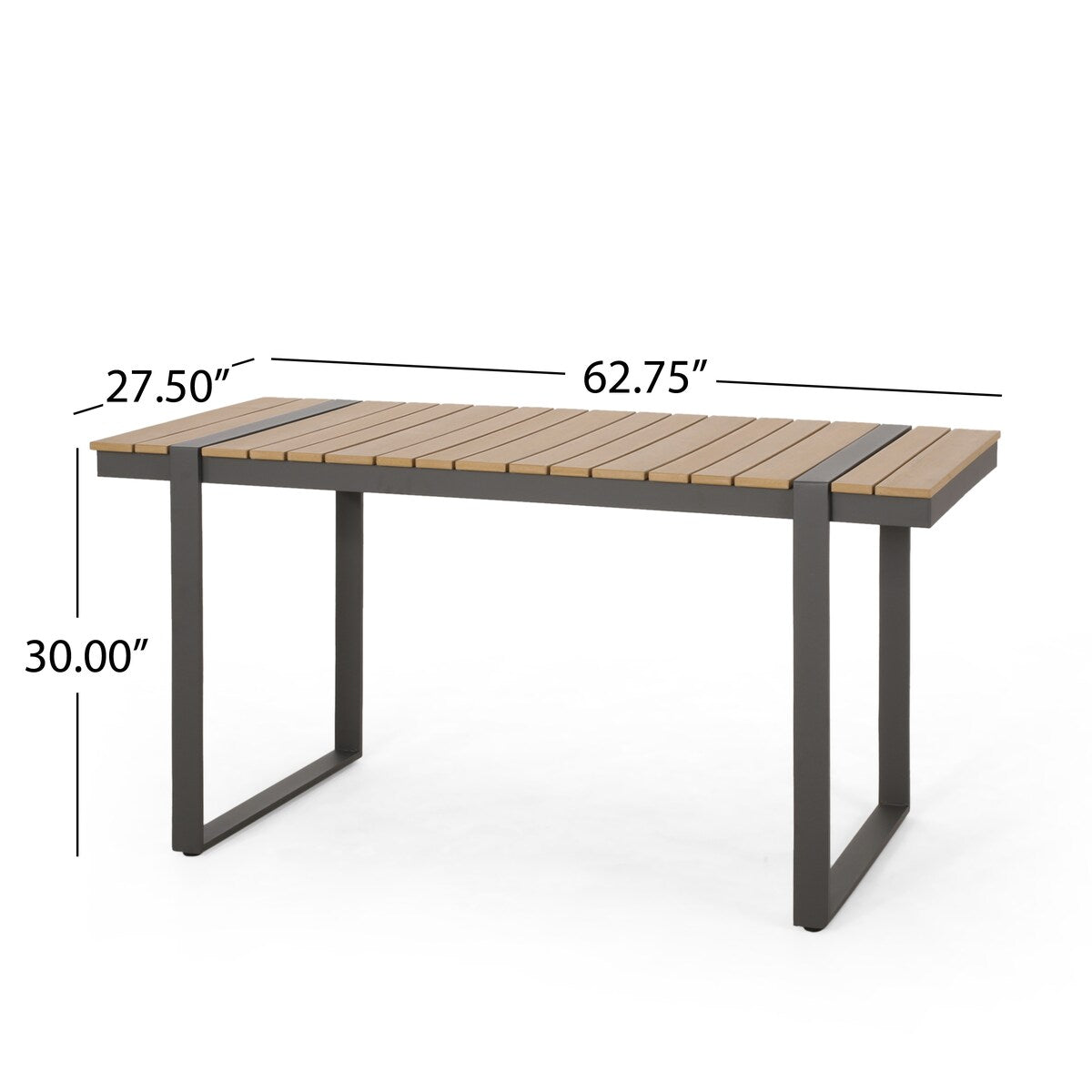 Outdoor Dining Table with Wood-like Tabletop,Lightweight and Stable Aluminum Sled Frame