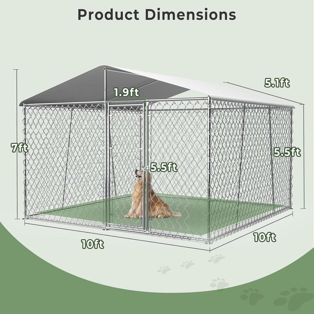 Outdoor Dog Kennel with Roof, Heavy Duty Chain Link Dog Kennel with Lock