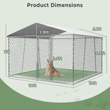 Outdoor Dog Kennel with Roof, Heavy Duty Chain Link Dog Kennel with Lock