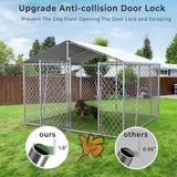 Outdoor Dog Kennel with Roof, Heavy Duty Chain Link Dog Kennel with Lock