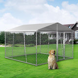 Outdoor Dog Kennel with Roof, Heavy Duty Chain Link Dog Kennel with Lock